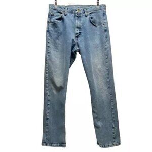 Wrangler Jeans Men's 34x32 Medium Blue Regular Fit Straight‎ Leg 5 Pocket Denim